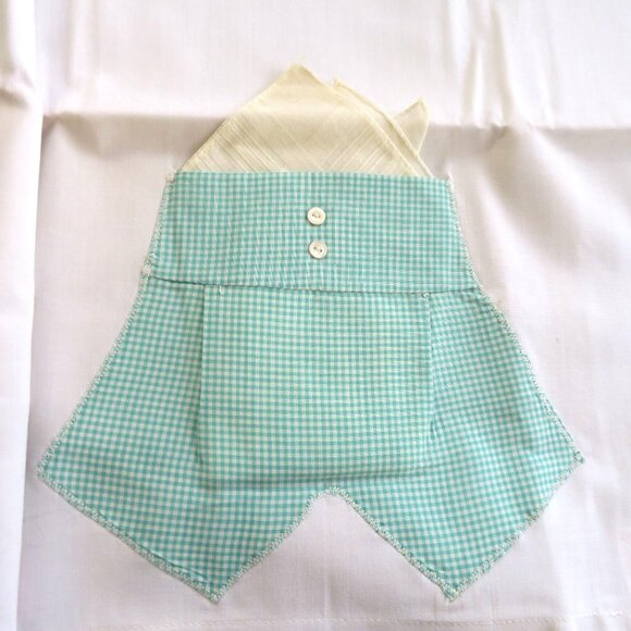 Vintage Stevens Pillowcase Set Boy Girl Gingham Pants Pocket Handkerchief Accent - Picture 11 of 13